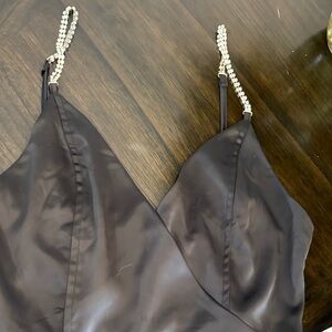 Elegant Black Mini Dress with Pearl Straps